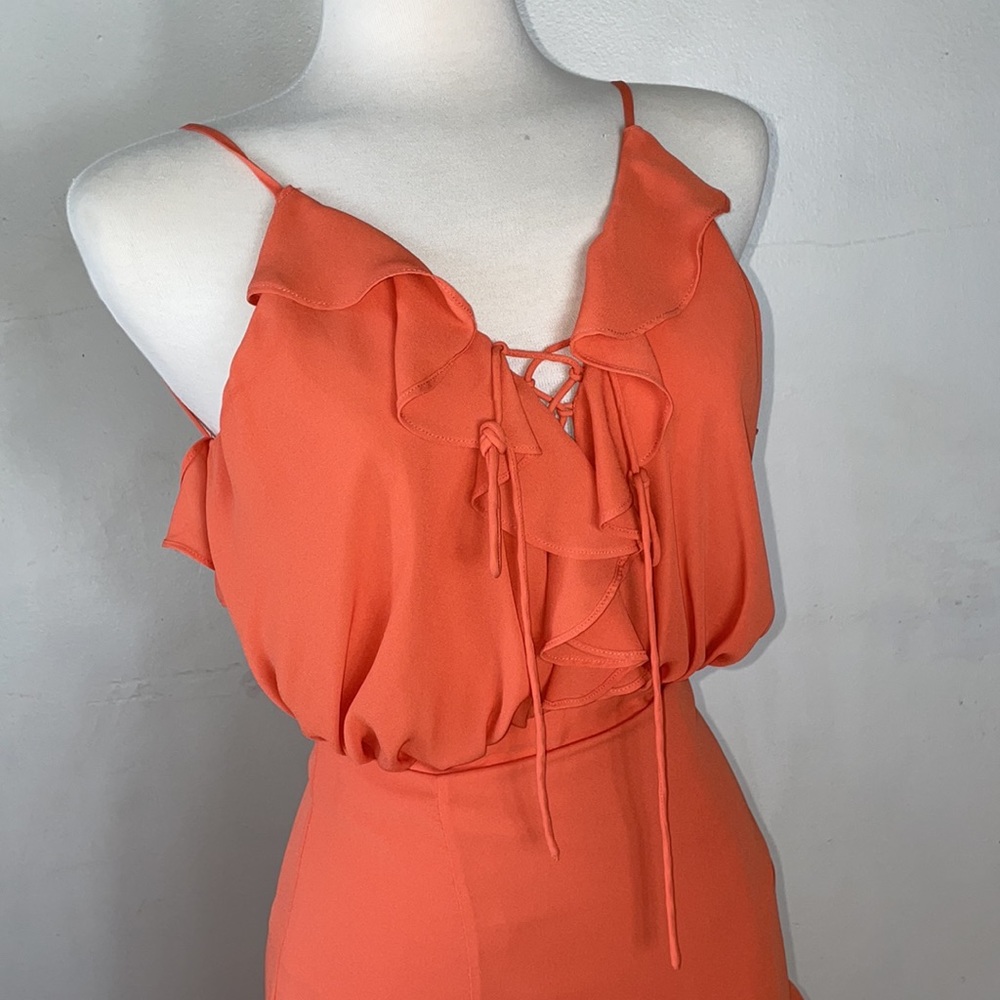 Fame and Partners Orange Chiffon Dress 4 - Picture 6 of 11